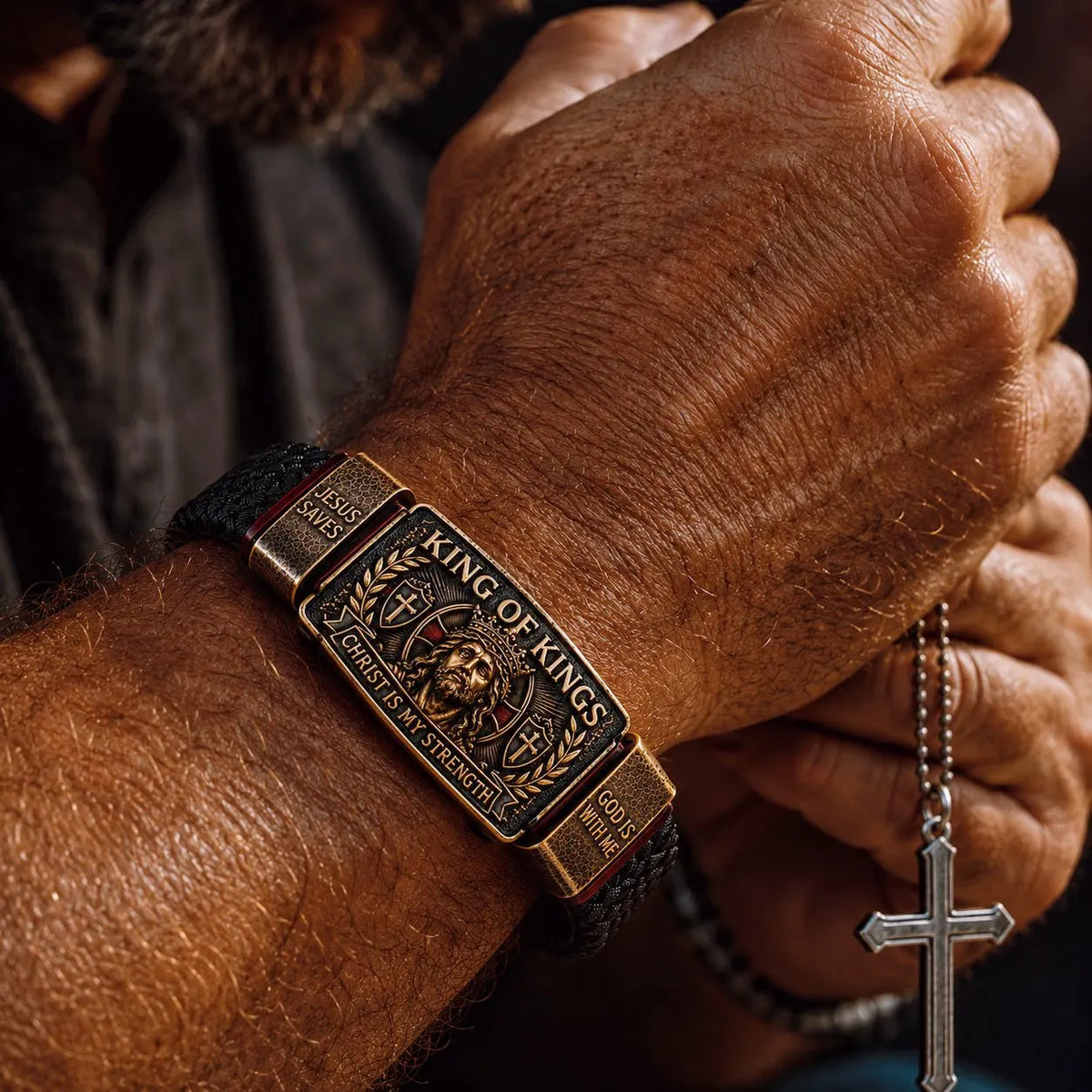 🔥Father‘s Day 50% OFF ✨Handmade King of Kings Faith Bracelet – Adjustable Christian Wristband Gift