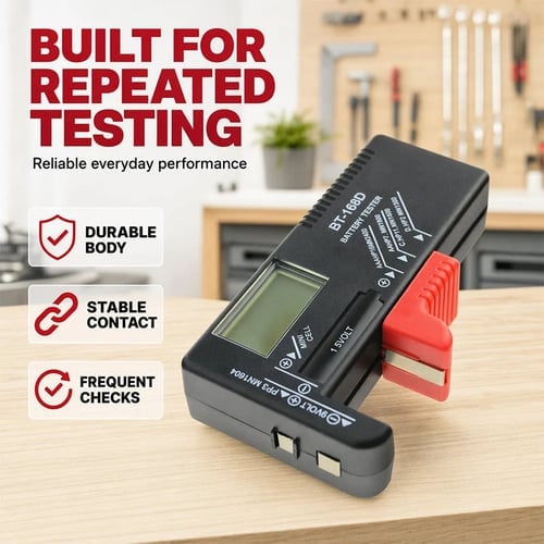 🔥 HOT SALE 🔥Digital Battery Checker – Large LCD display shows exact remaining power. Compact & portable – test before you toss!