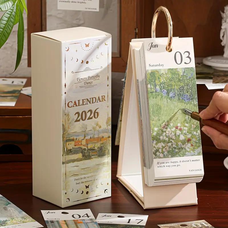 🔥LAST DAY: BUY 3 GET 1 FREE - 🎨 2026 Vintage European Style Oil Painting Flip Calendar (365 Pages)