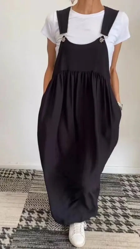 Relaxed Fit Cotton and Linen Suspender Dress (Buy 2 Free Shipping)
