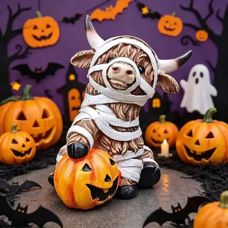 🔥HOT SALE🔥🔥 55% OFF TODAY 🎃 Halloween Highland Cow Resin Figurines