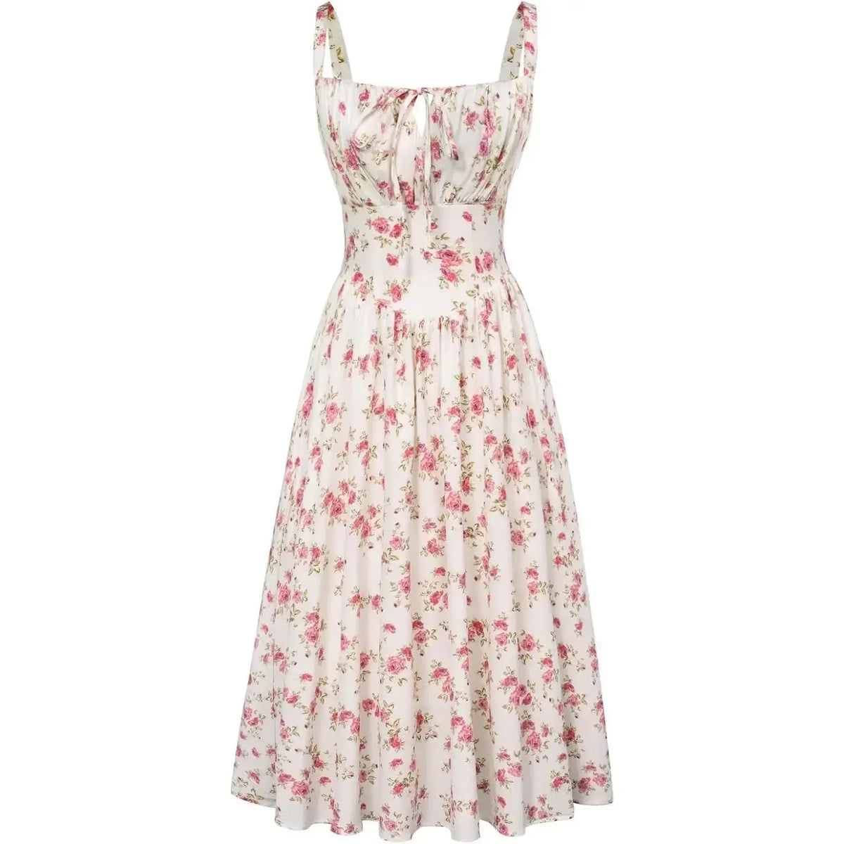2026 Women's Floral Midi Dress Corset Sundresses With Pocket