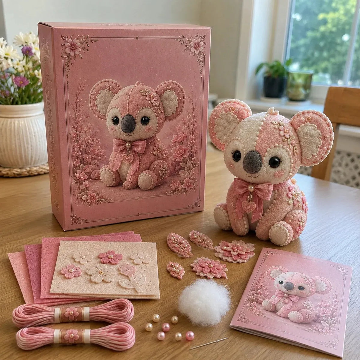 🔥LAST DAY 50% OFF - 💗Pink Woodland Friends DIY Felt Sewing Kit – Make Your Own Cute Animal