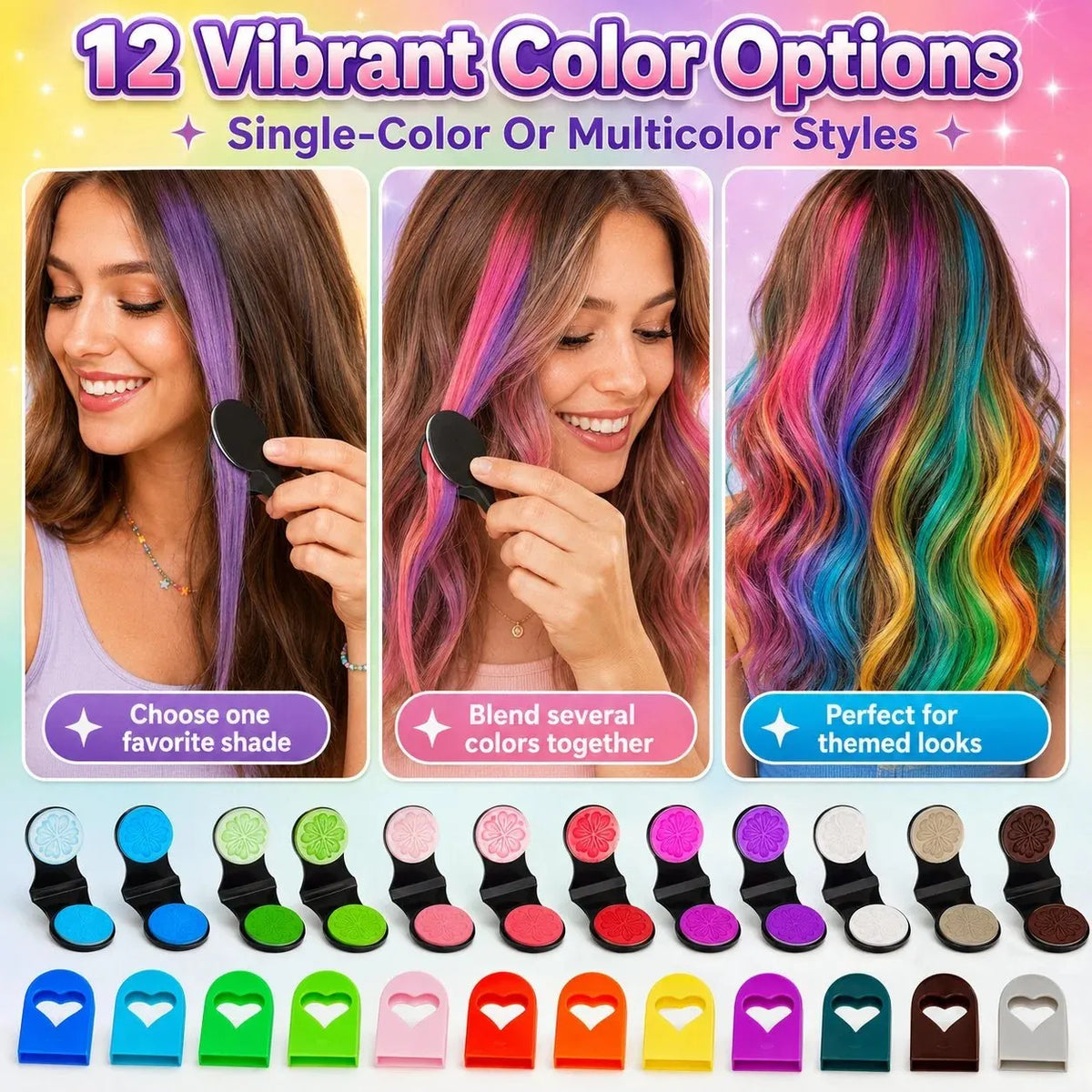 🔥 HOT SALE 🔥🌈12-Color Temporary Hair Chalk Applicator Set