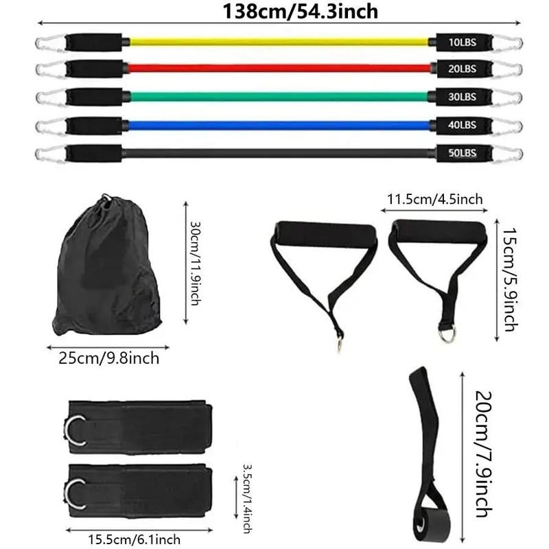 🎉🏋️‍♂️ 11-Piece Fitness Resistance Bands Kit – For Strength, Weight Loss & Home Training