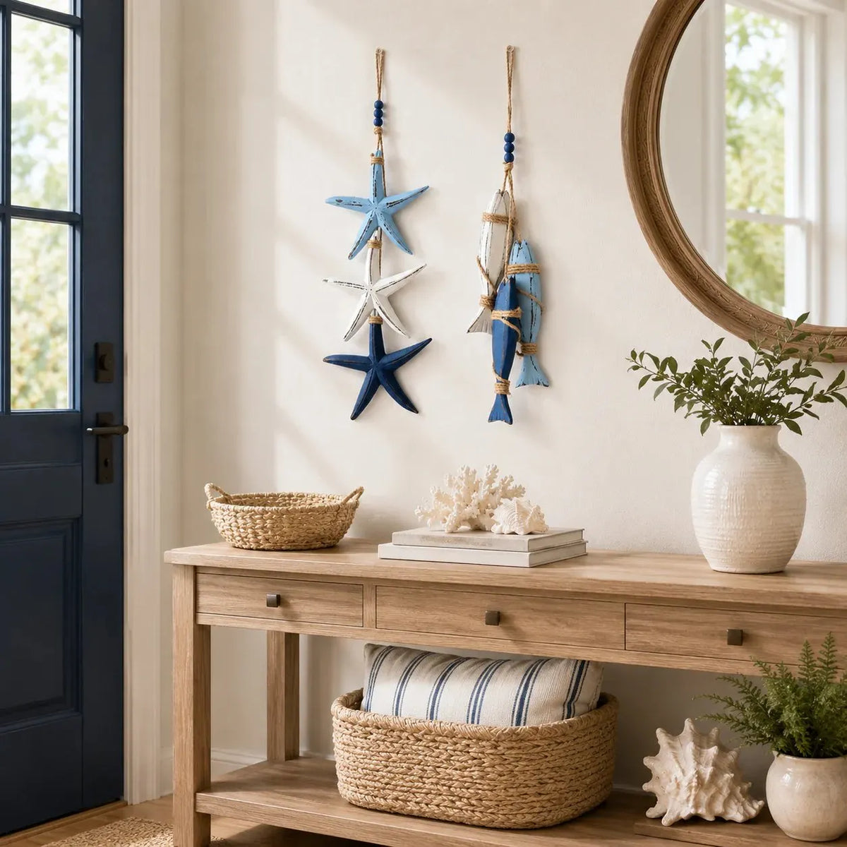 🎉⭐2026 HOT SALE🐟🌊Lighted Coastal Wooden Starfish & Fish Hanging Decor