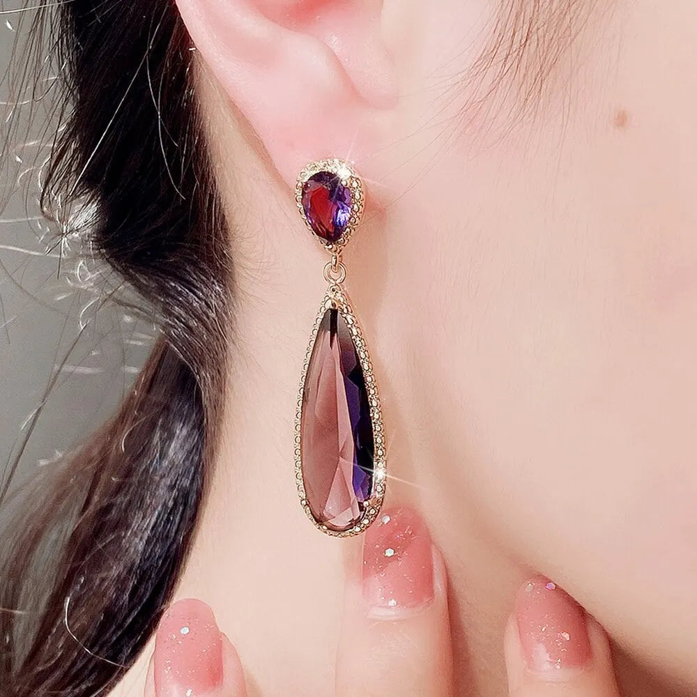 Luxury Large Pear Crystal Drop Earrings