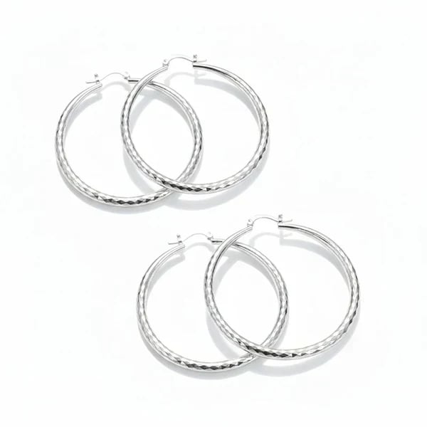 🔥 HOT SALE 🔥🎉 BUY 1 GET 1 FREE 🎁 Diamond-Cut Hoop Earrings for Women – Elegant, Sparkling 💎