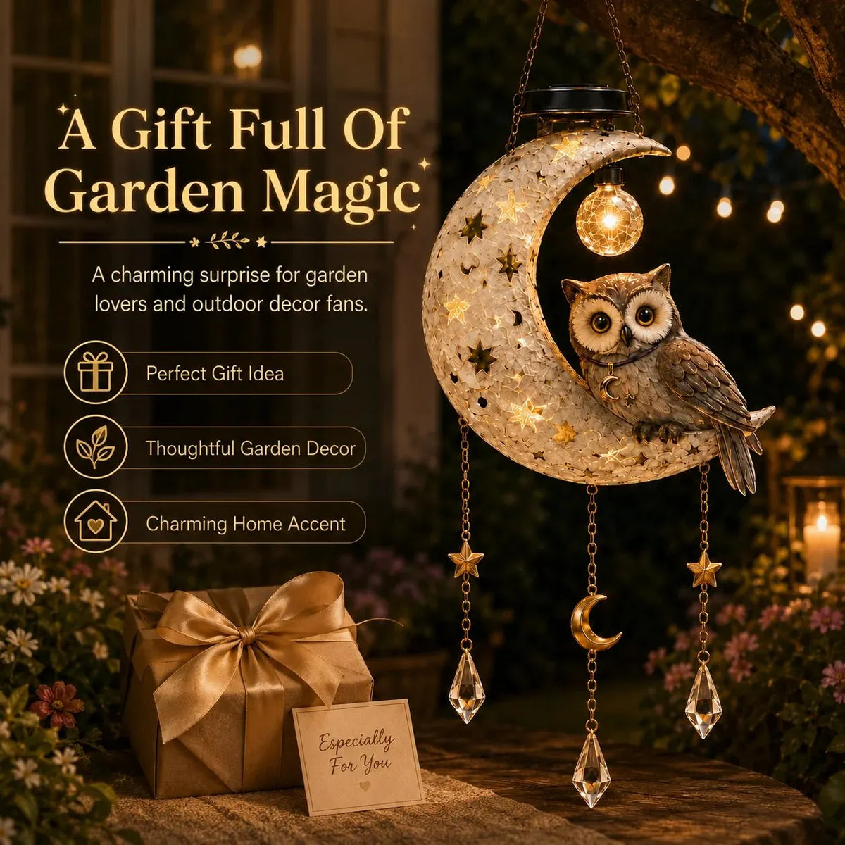 🎉 Solar Owl Moon Garden Light(21.3in*7.9in*13.0in)
