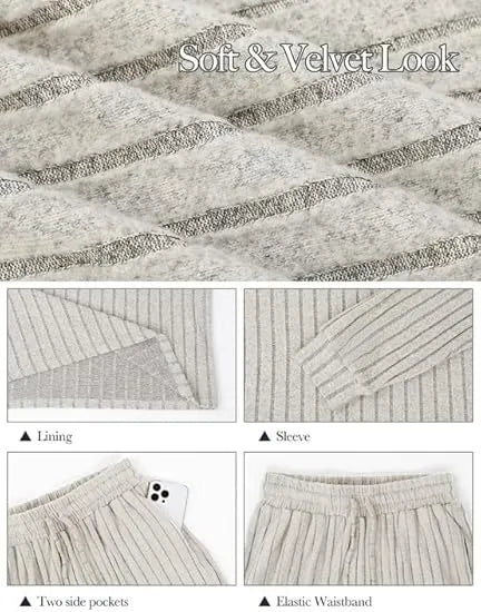 Women's Casual Loungewear Cute Long Sleeve Pajama 2-Piece Set