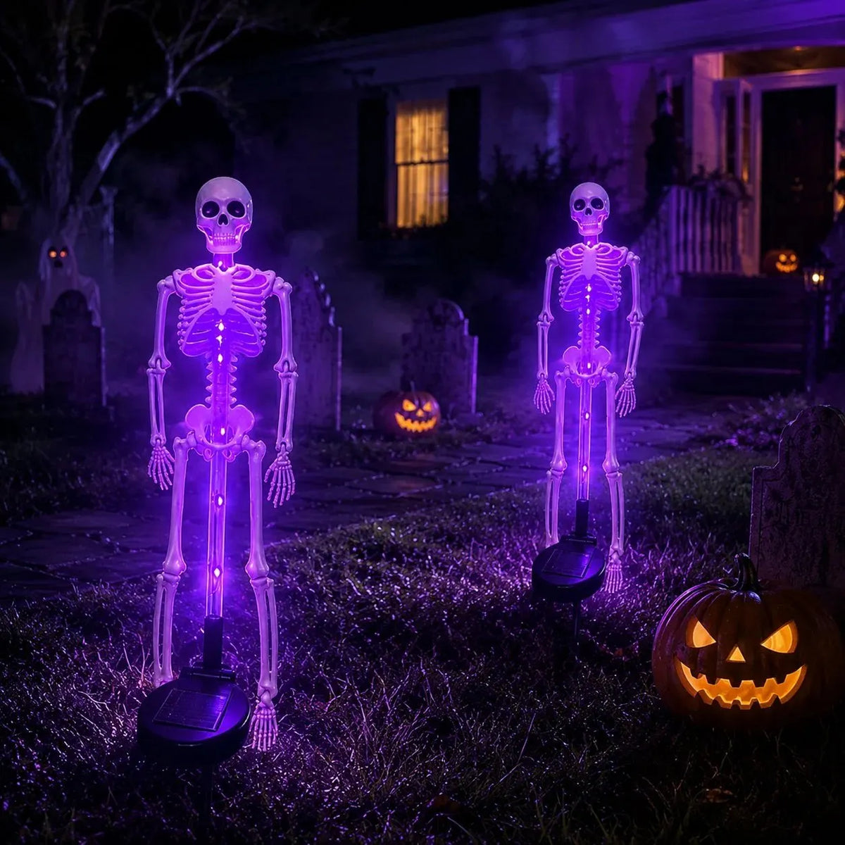 🎉[🎃Halloween sales🎃]Halloween Skull Solar Garden Lights | Waterproof Outdoor LED Skull Stake Lights for Yard, Lawn & Pathway Decor