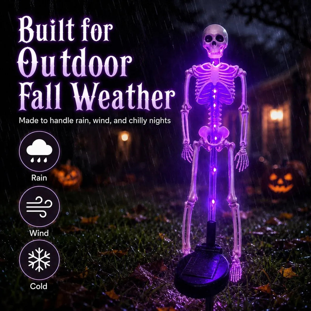 🎉[🎃Halloween sales🎃]Halloween Skull Solar Garden Lights | Waterproof Outdoor LED Skull Stake Lights for Yard, Lawn & Pathway Decor