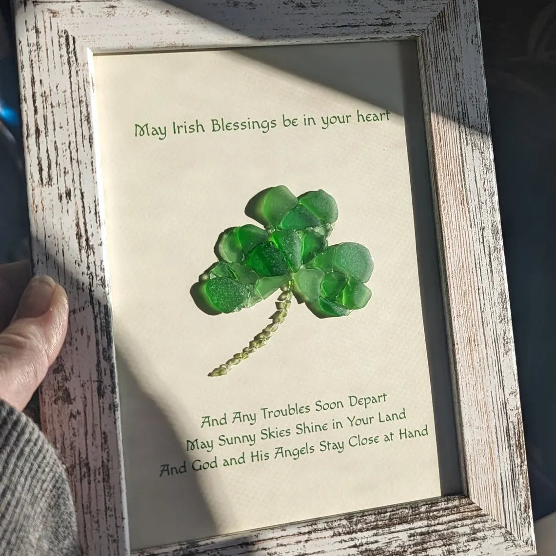 Sea Glass Art, May Irish Blessings be in you Heart