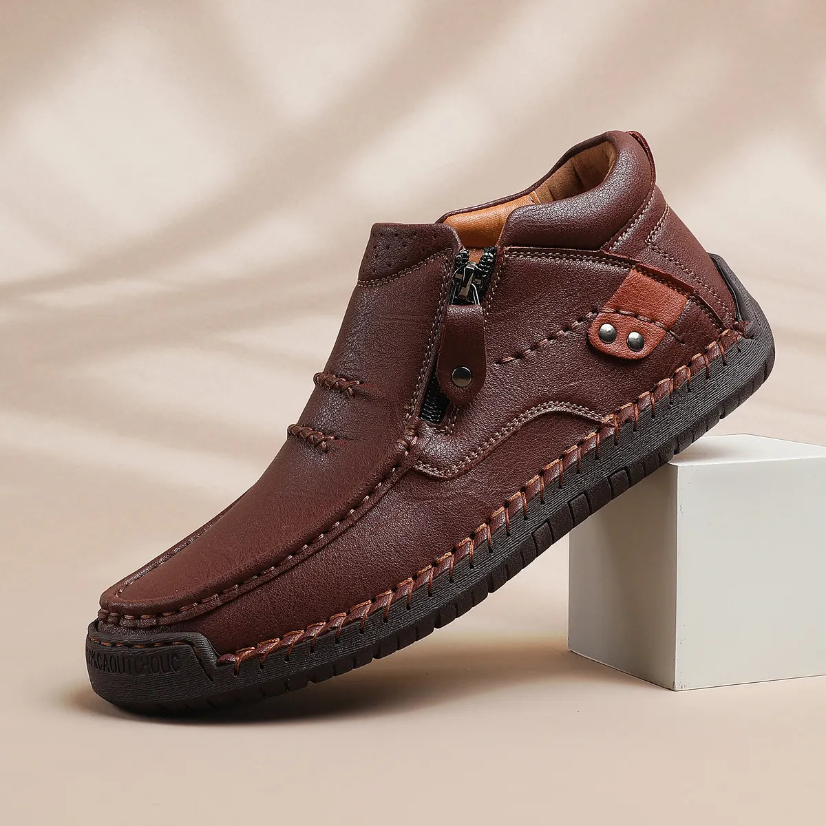 Men’s Handmade Premium Leather Slip-On Driving Boots