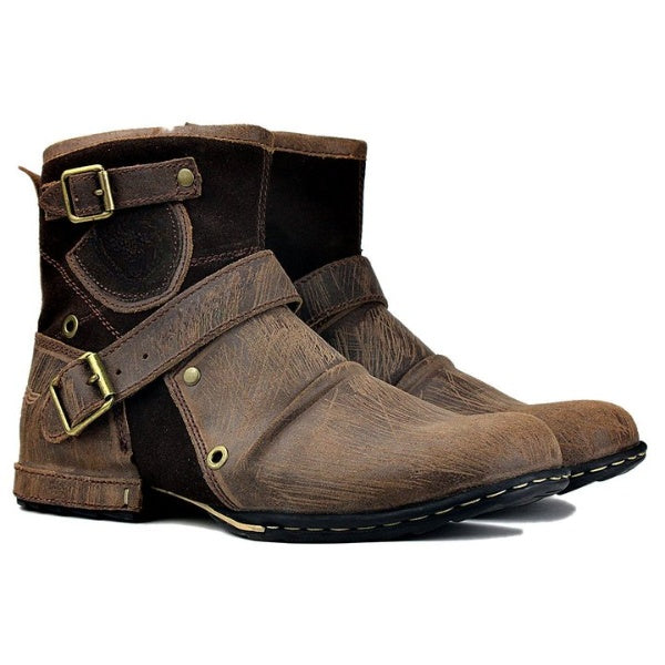 Genuine Leather Zipper-up Men's Ankle Boots
