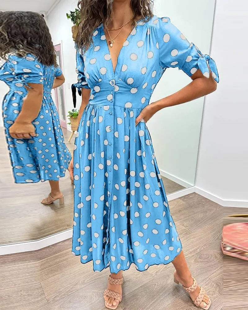 💃Deep V-neck polka-dot dress - buy 2 free shipping