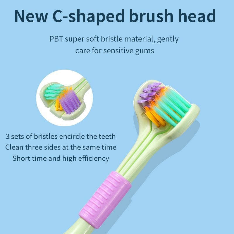 Three-Sided Soft Hair Tooth Toothbrush