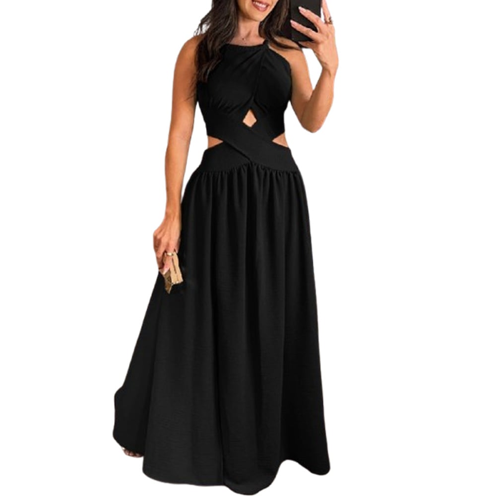 Chic Halter Criss-Cross Flared Dress for a Glamorous Night ✨