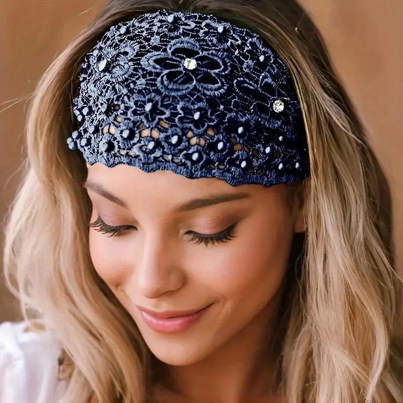 🔥 HOT SALE 🔥✨Plum Blossom Hollow Beaded Wide Headband