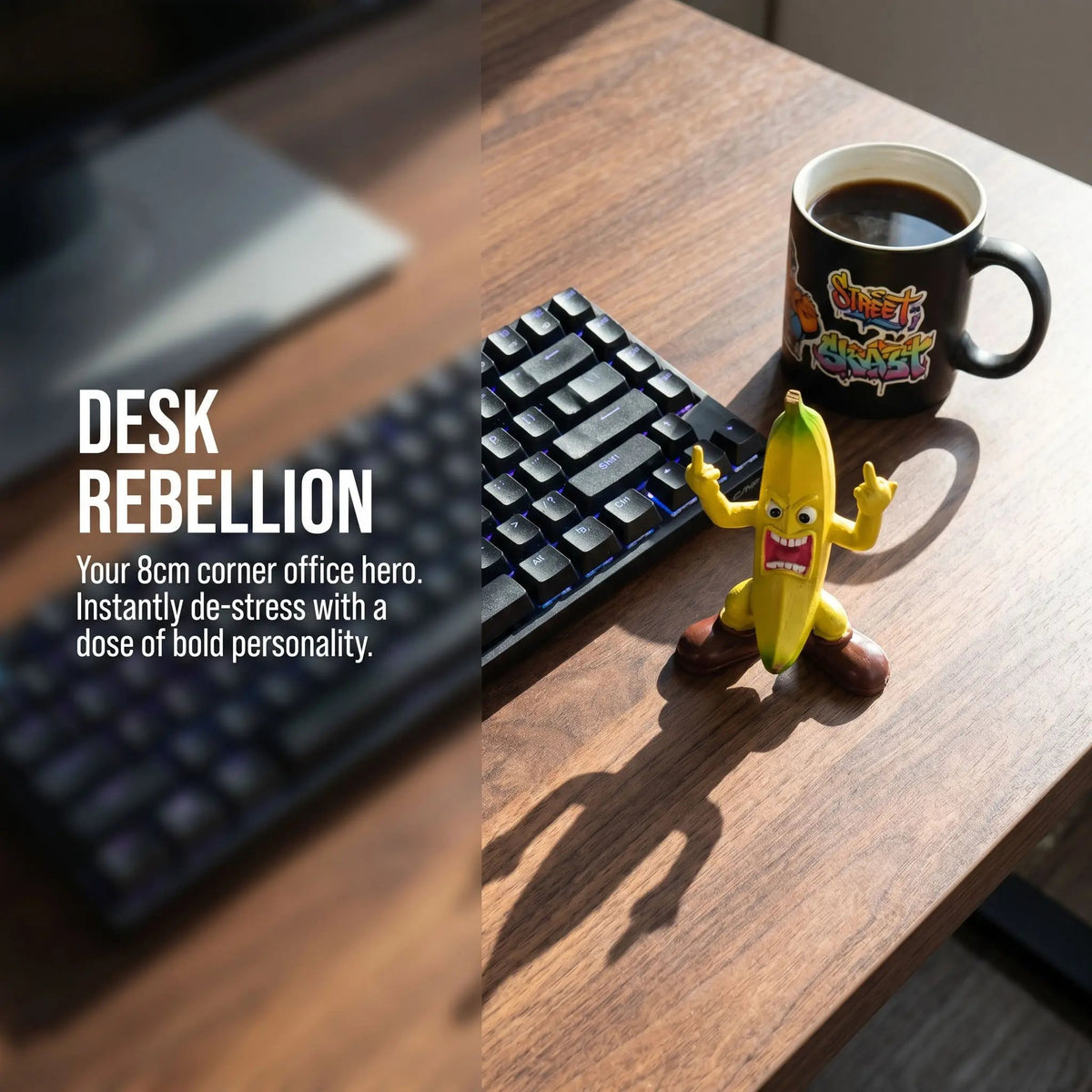 🎉Funny Middle Finger Banana Figurine – Angry Banana Desk Decor for Office & Home