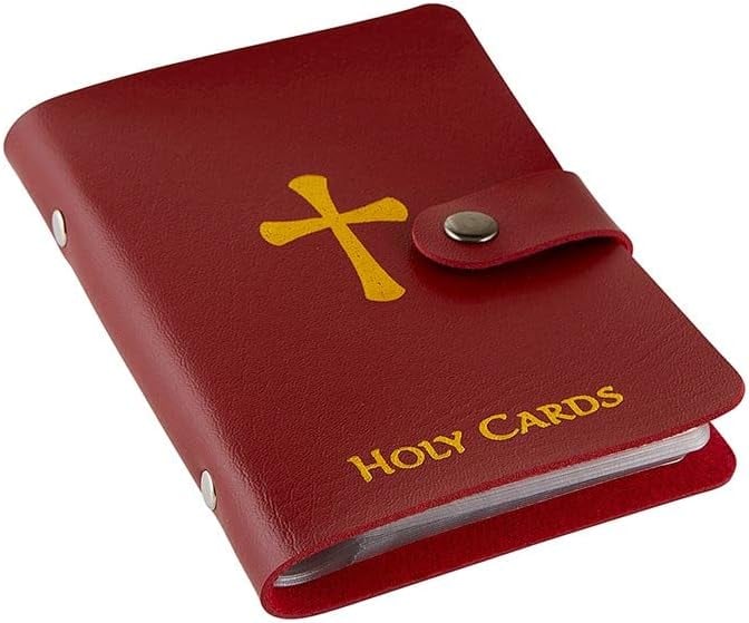 🎉✝️ Catholic Leather Holy Card Holder – Pocket Prayer Card Organizer with Snap Closure
