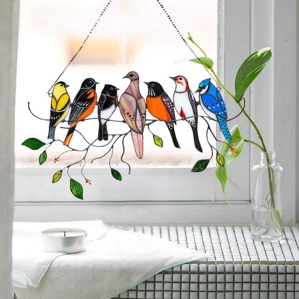 Birds Stained Glass Window Hangings - Mothers Day Gift