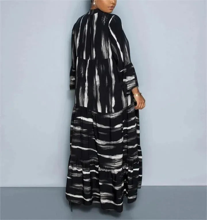 Printed ruffle hem maxi dress 🔥 (Buy 2 Free Shipping)