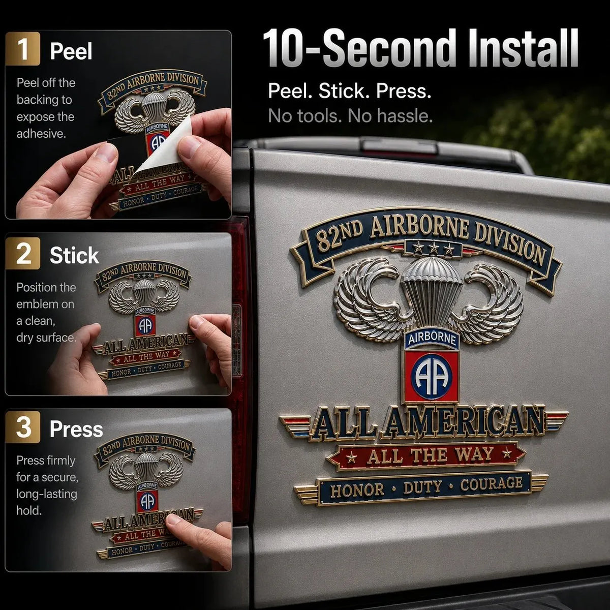 🪂U.S. Army 82nd Airborne Division Tribute Metal Car Emblem