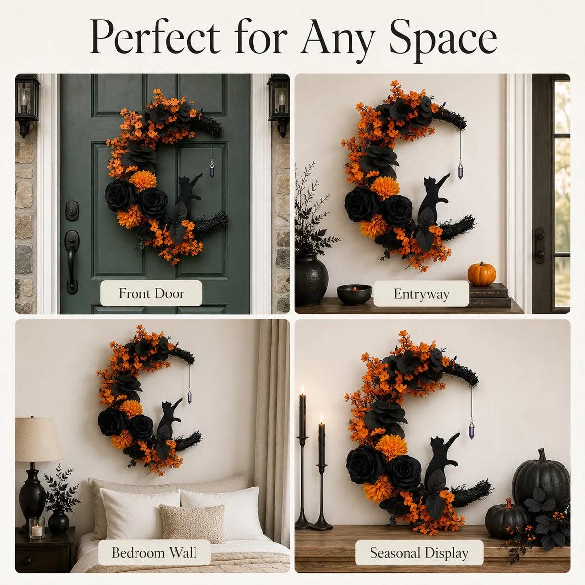 🎉49% OFF - 🐈‍⬛🌙Handmade Halloween Cat Wreath(📦Buy 2 Free Shipping)