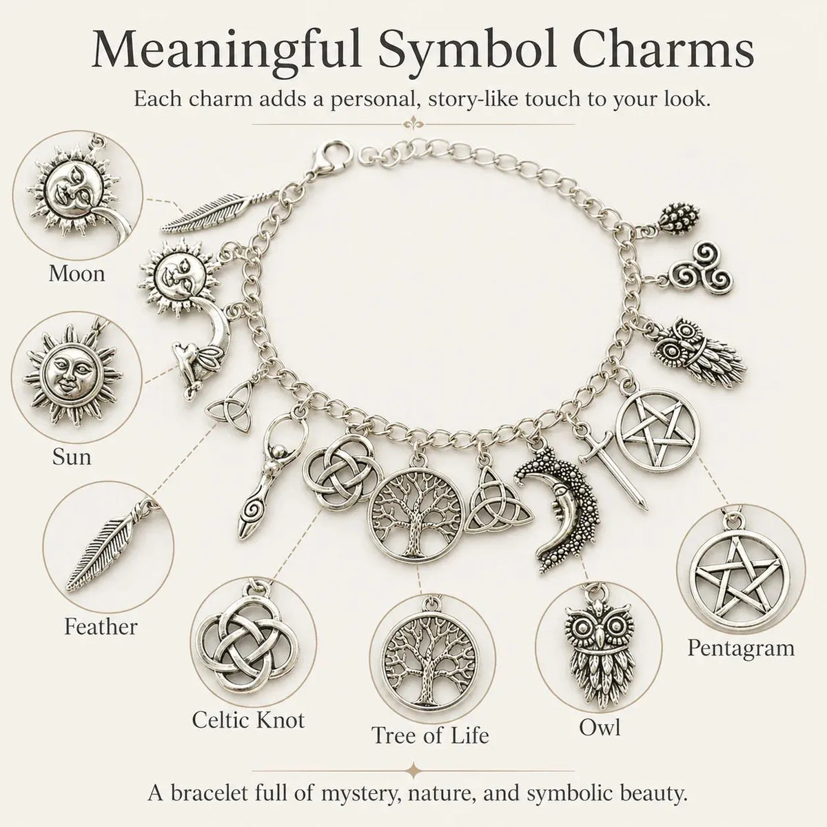 🔥Last Day 49% OFF - 🧙🖤Vintage Witchy Charm Bracelet