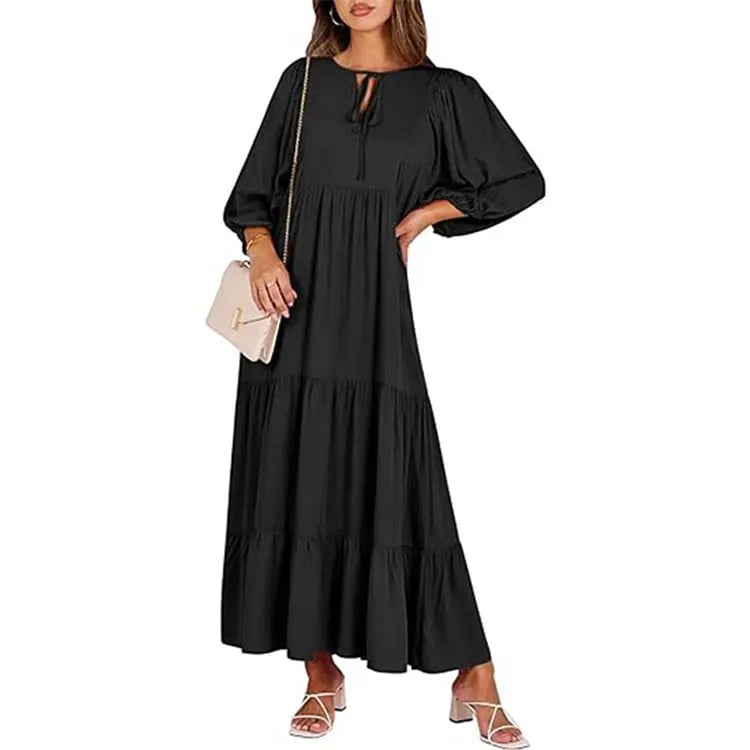WOMEN'S PUFF SLEEVE FLORAL BOHO MAXI DRESS (BUY 2 FREE SHIPPING)