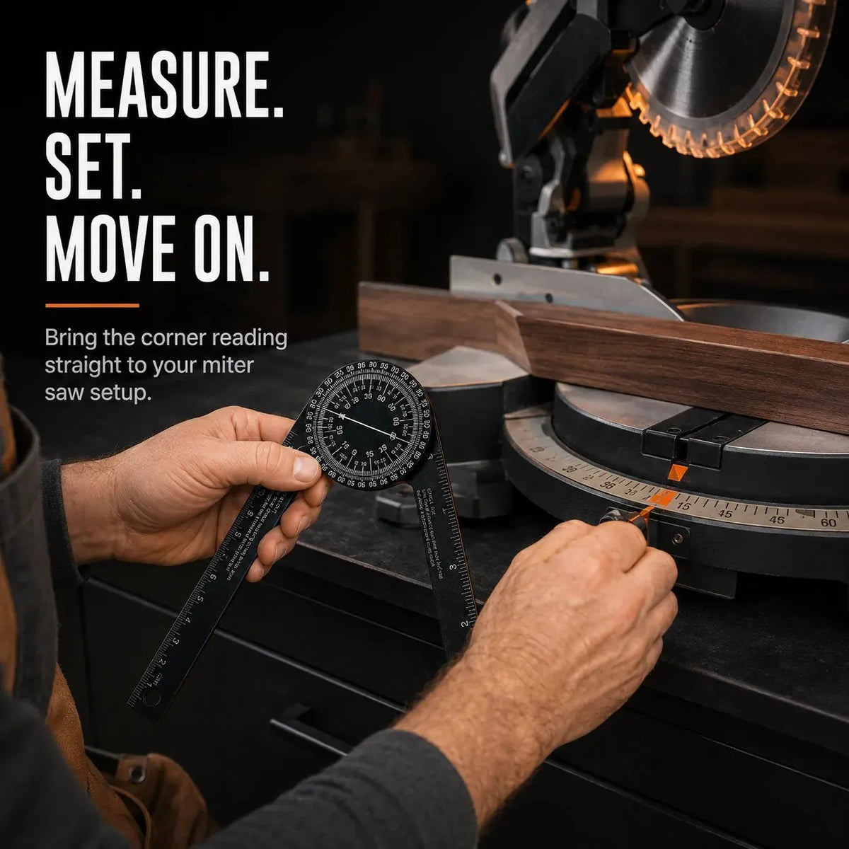 🎉📐 Aluminum Miter Saw Protractor – Dual-Scale Angle Finder