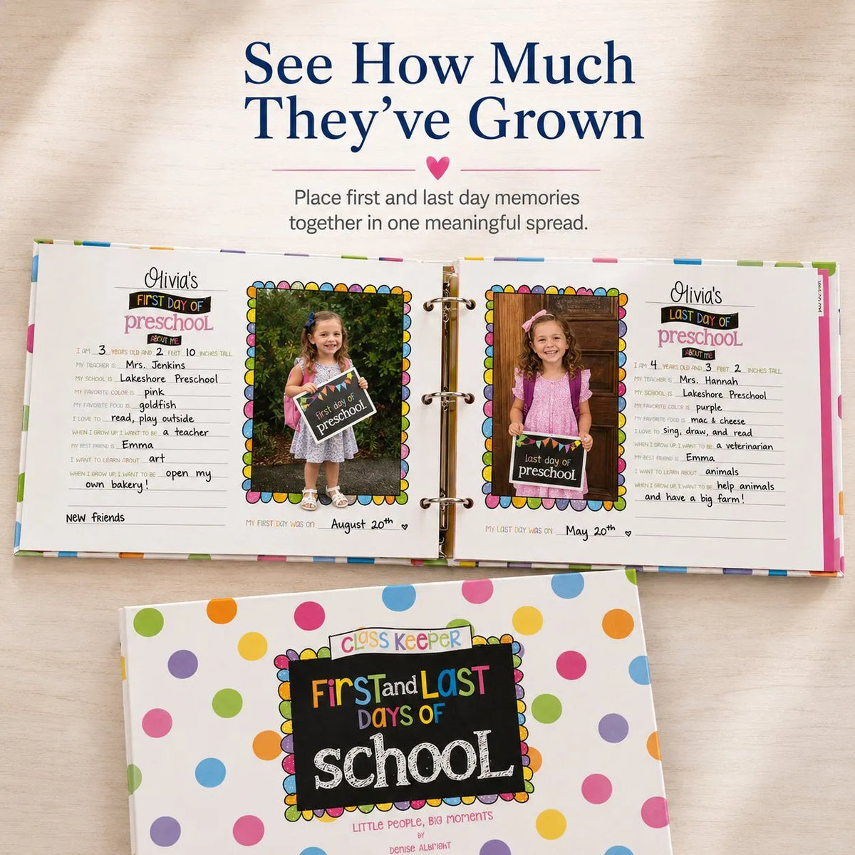 🎉 📚First & Last Day School Memory Keepsake Binder