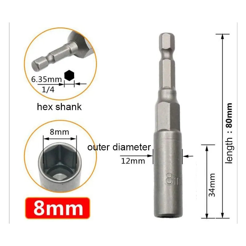 Extra Deep Hex Bit Socket Bolt Nut Driver Bit Set