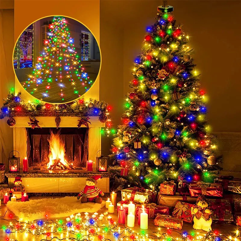 Christmas Pre-sale SALE🎄Christmas Tree Waterfall Lights with Ring