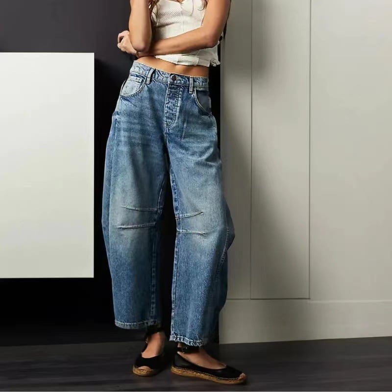 Women's Fashion Mid-Rise Barrel Jeans
