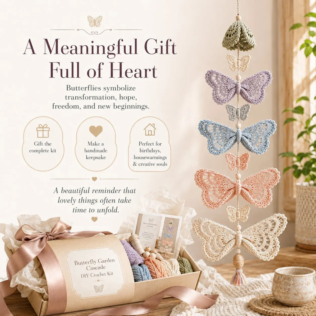🔥 HOT SALE 🔥🔥LAST DAY 50% OFF - 🦋Butterfly Garden Cascade DIY Crochet Kit