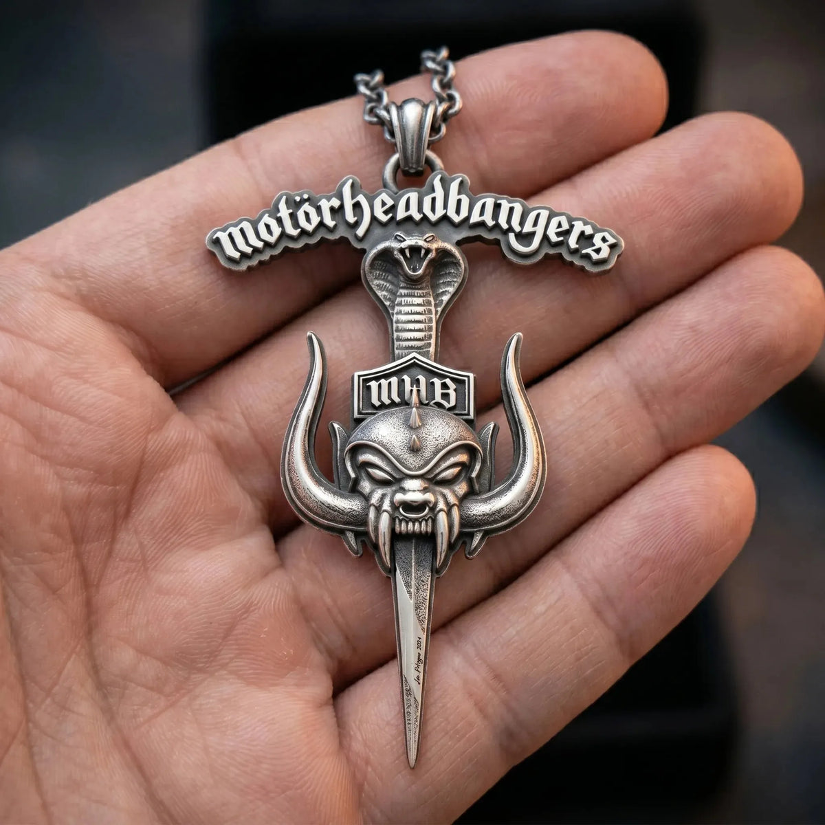 Motorheadbangers Cobra Dagger Pendant Necklace