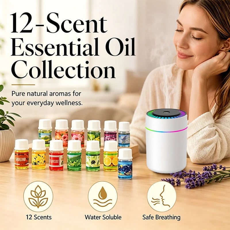 🎉🔥Limited Time 50% Off!🎁🌺The fresh scent lifts your mood!🌷12-Pack Water Soluble Essential Oils Set