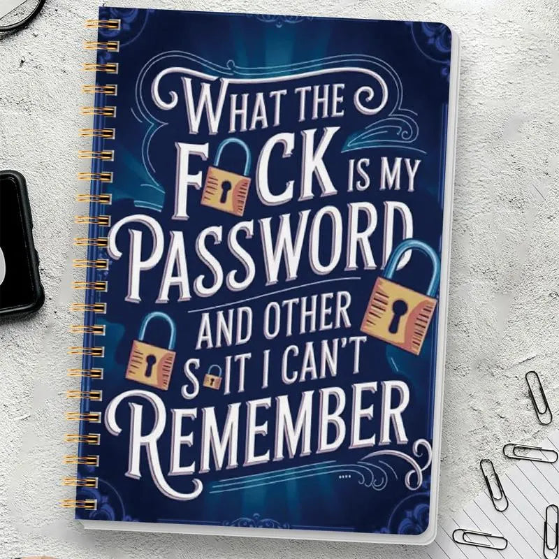 🔥HOT SALE🔥📅Funny Password Notebook - Spiral Bound with Lock Icons & Funny Security Phrases✍️