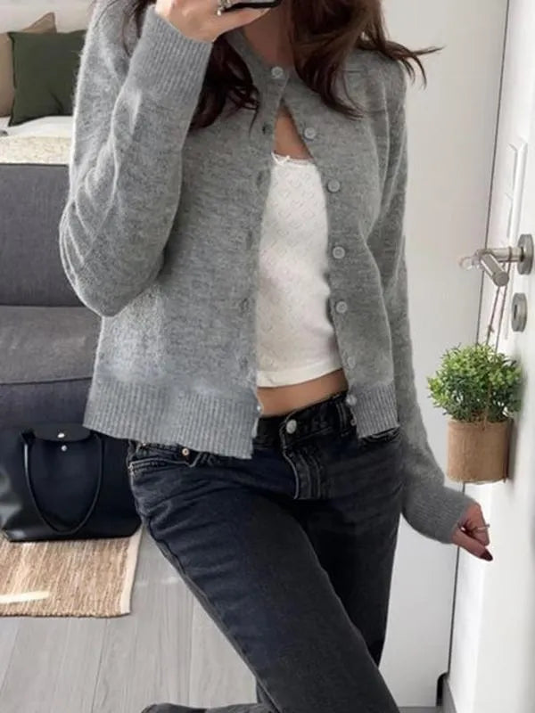 Women's Plain Button Front Cardigan