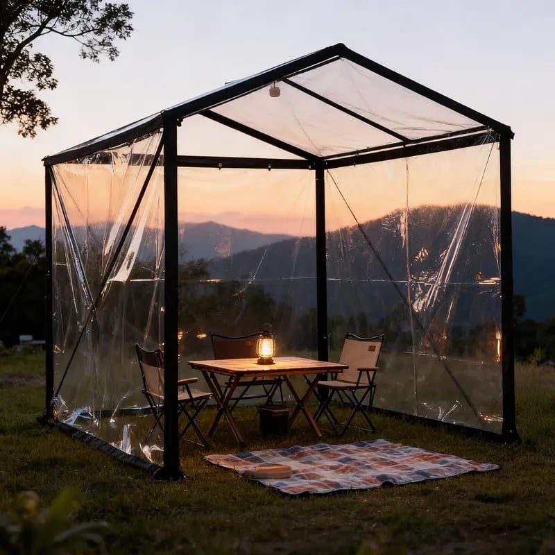 🔥HOT SALE🔥💥🏆Clear Waterproof PE Tarp, Transparent Outdoor Cover with Metal Grommets🌂
