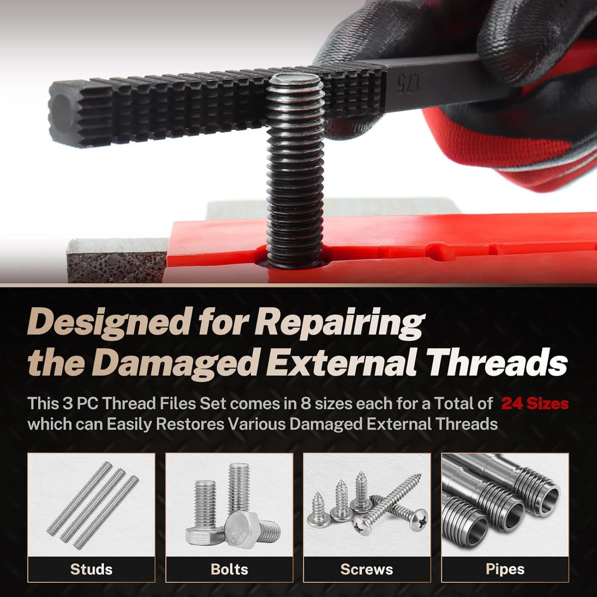 🔥 HOT SALE 🔥🔩 3Pcs SAE & Metric Thread Repair File Set