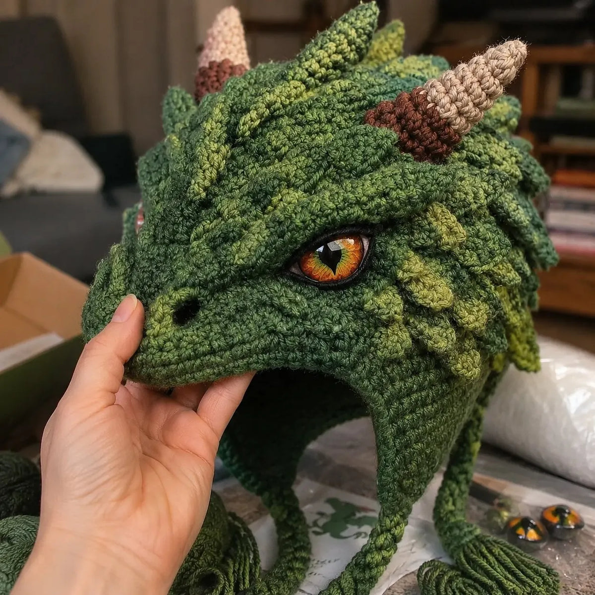🔥HOT SALE🔥🐉✨ Fantasy Hood Hat DIY Crochet Kit | Premium Soft Yarn Materials with Step-by-Step Guide DIY Handmade Wearable Character Hood 🧶🎭✨