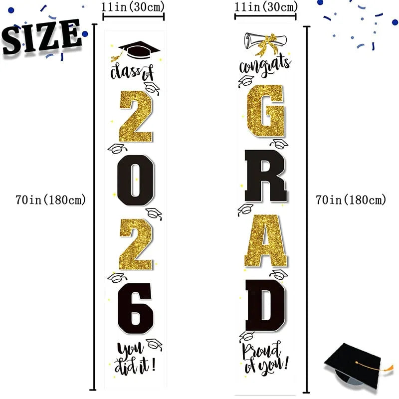 🔥2026 LAST DAY 49% OFF - 🎓Class of 2026 Graduation Banner | Congrats Grad Front Door Porch Decor for Graduation Party (✨Set of 2)