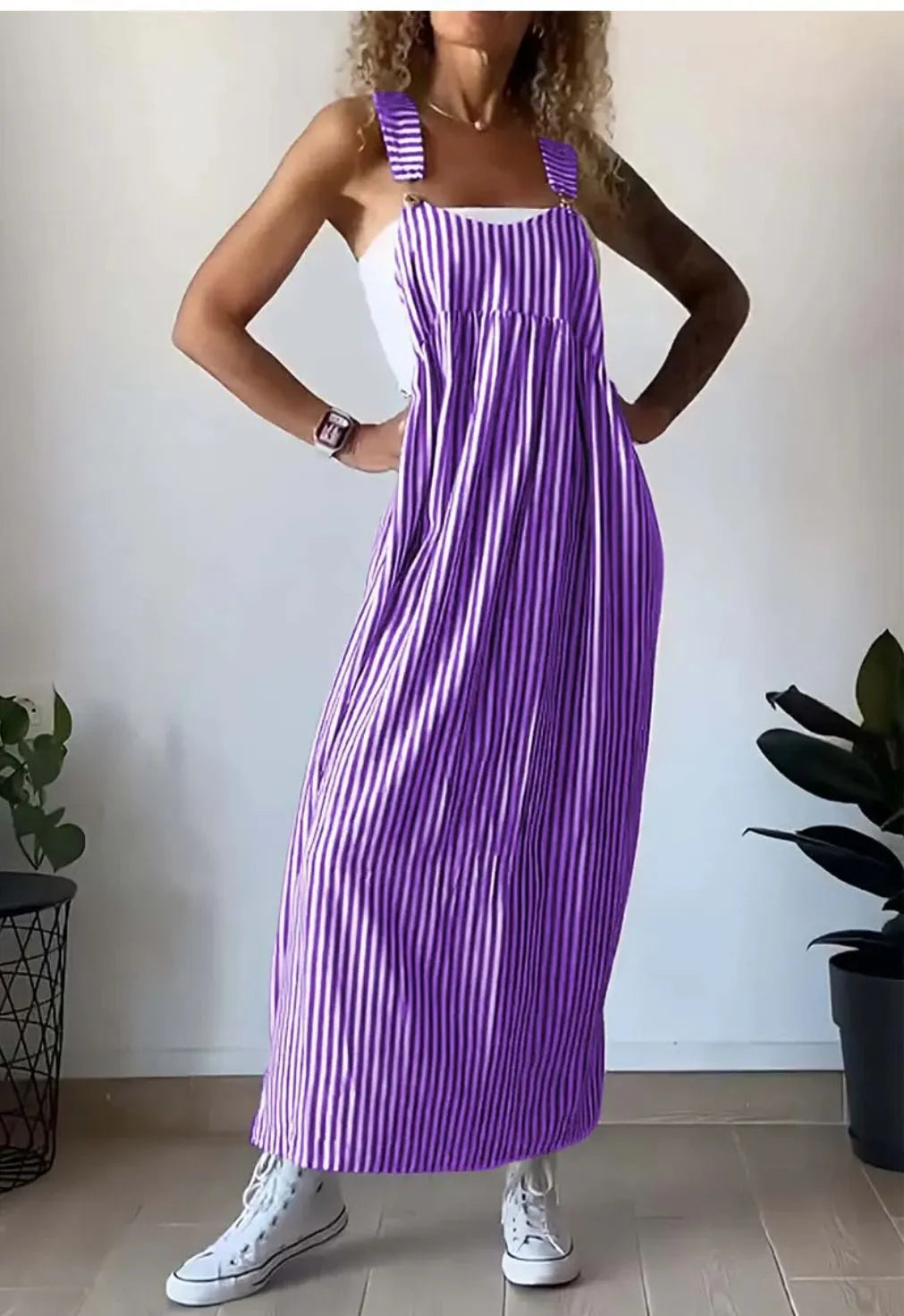 Casual striped suspender dress(buy 2 free shipping)