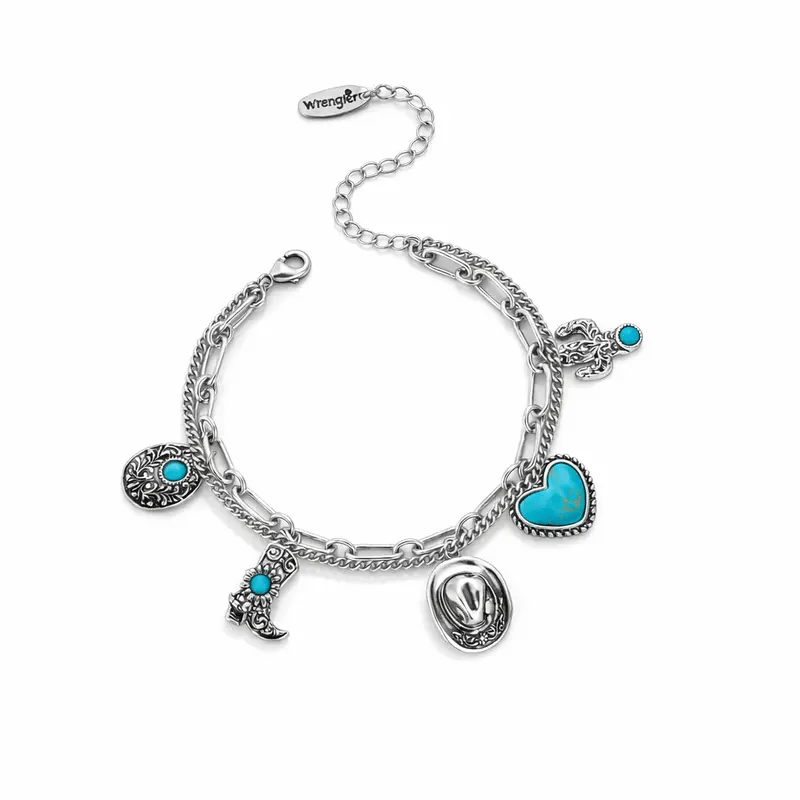 🔥Last Day 49% OFF - 🏇🤠Handmade Western Cowboy Charm Bracelet with Boot Hat Cactus & Heart Charms🌵