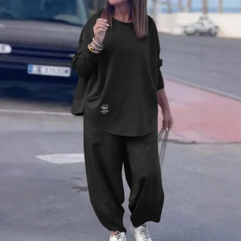 ✨Relaxed and Stylish✨ Casual Solid Color Top & Pants 2-Piece Set