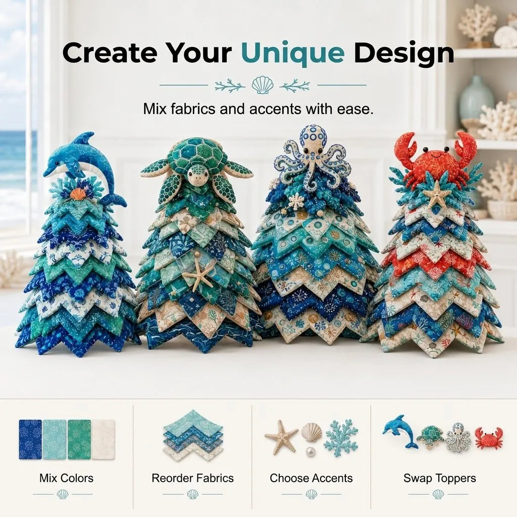 🔥 Last Day: 49% Off – 🌊 "Ocean Dream" Layered Fabric Tree DIY Kit | Create a freestanding coastal-style centerpiece featuring coordinated fabrics and an ocean-themed topper 🐚✨