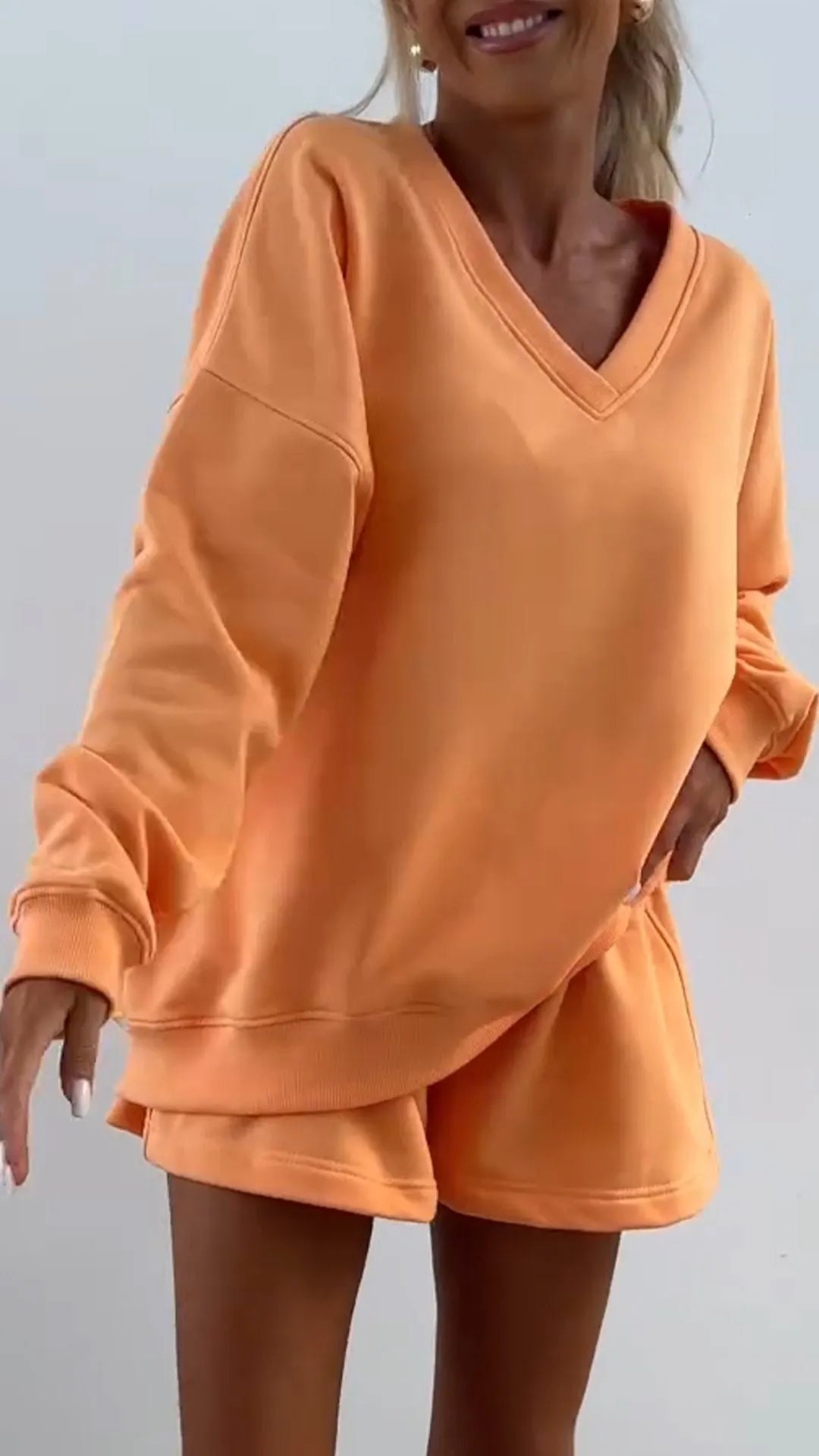 Women's V-neck Long-sleeved Casual Two-piece Suit